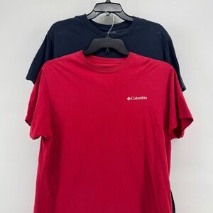 Lot of 2 Columbia Sportswear Company Mens Logo Graphic T Shirt Red Size Large